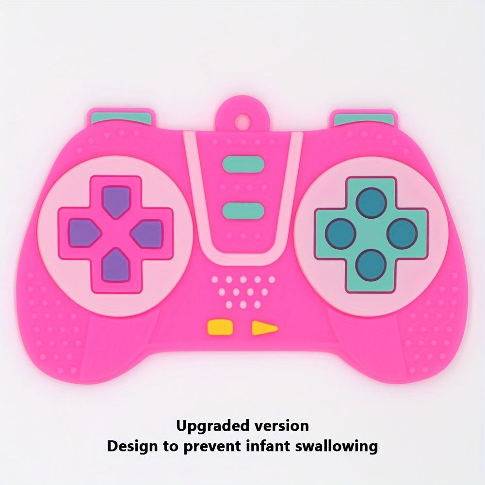 Newborn silicone teething toy game controller shape, baby teething toy, teething period silicone toy, suitable for boys and girls aged 6-24 months as holiday gifts