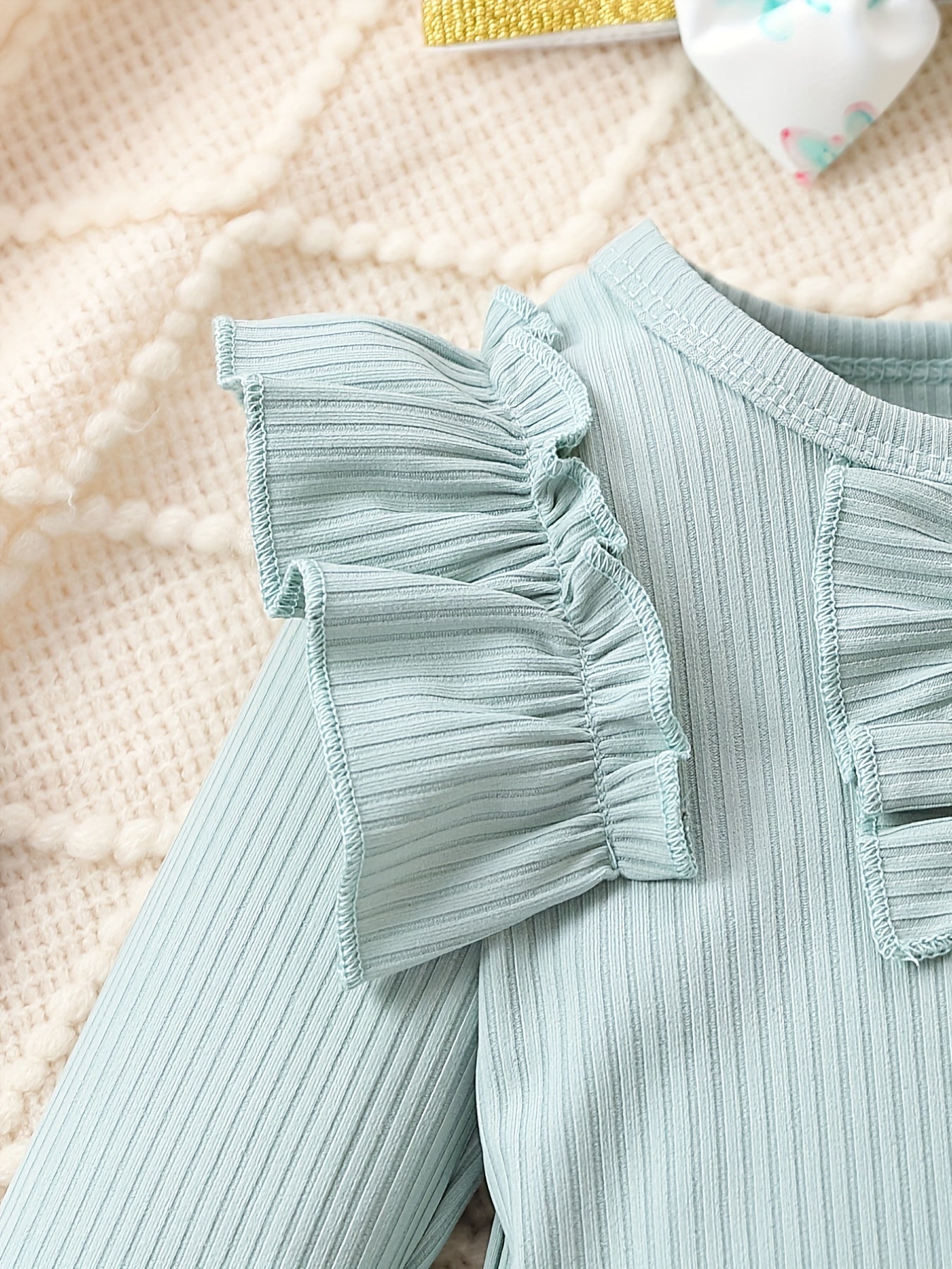 Cute Baby 3pcs Outfits - Floral/leopard Pants & Ruffle Long Sleeve Infant Romper & Headband Set Outdoor Set