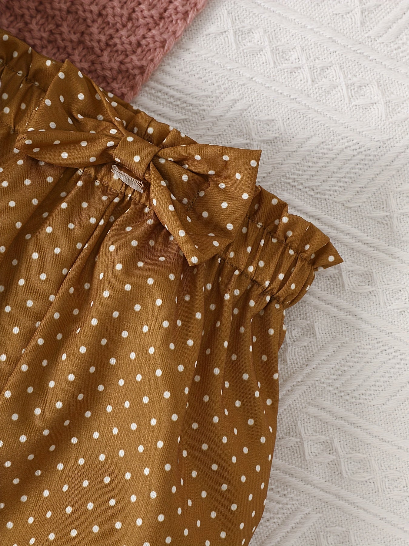 2pcs Baby Girl's Stylish Set, "Isn't She Lovely" Print Long Sleeve Onesie + Polka Dot Pants, Comfy Trendy Outfit Outdoor Clothing