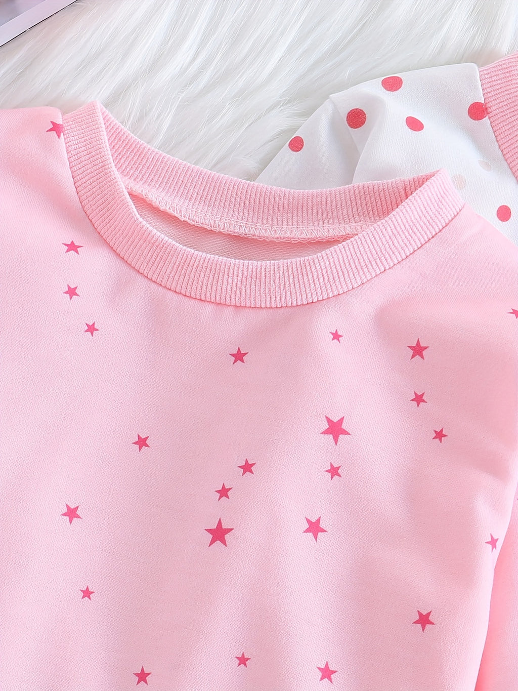 3 Sets Baby Girl's Pink Series Star Pattern Long Sleeve Top & Trousers Pajama Set, Comfy & Skin-friendly PJ Set, Baby Girl's Loungewear, As Daily Gift