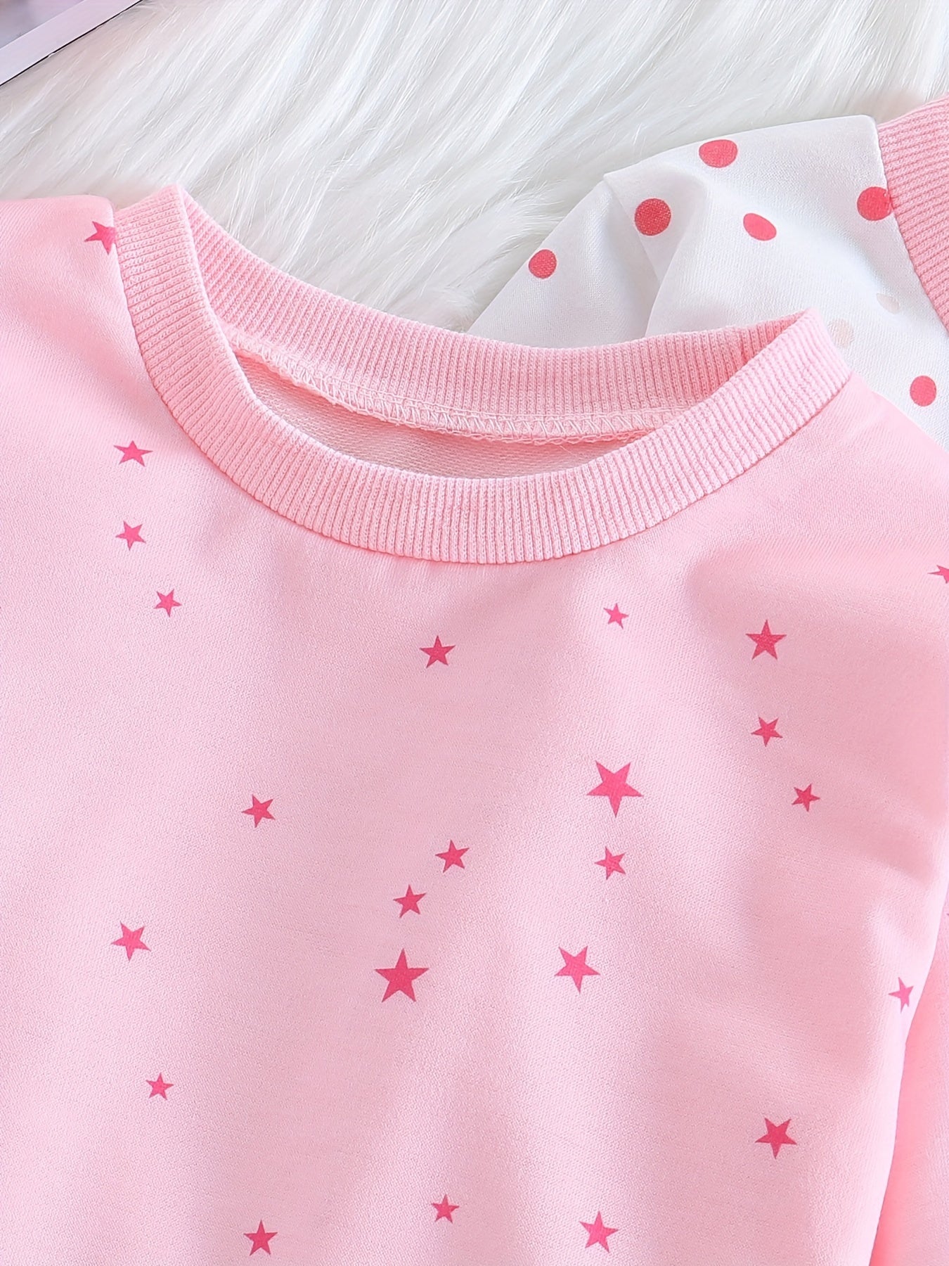 3 Sets Baby Girl's Pink Series Star Pattern Long Sleeve Top & Trousers Pajama Set, Comfy & Skin-friendly PJ Set, Baby Girl's Loungewear, As Daily Gift