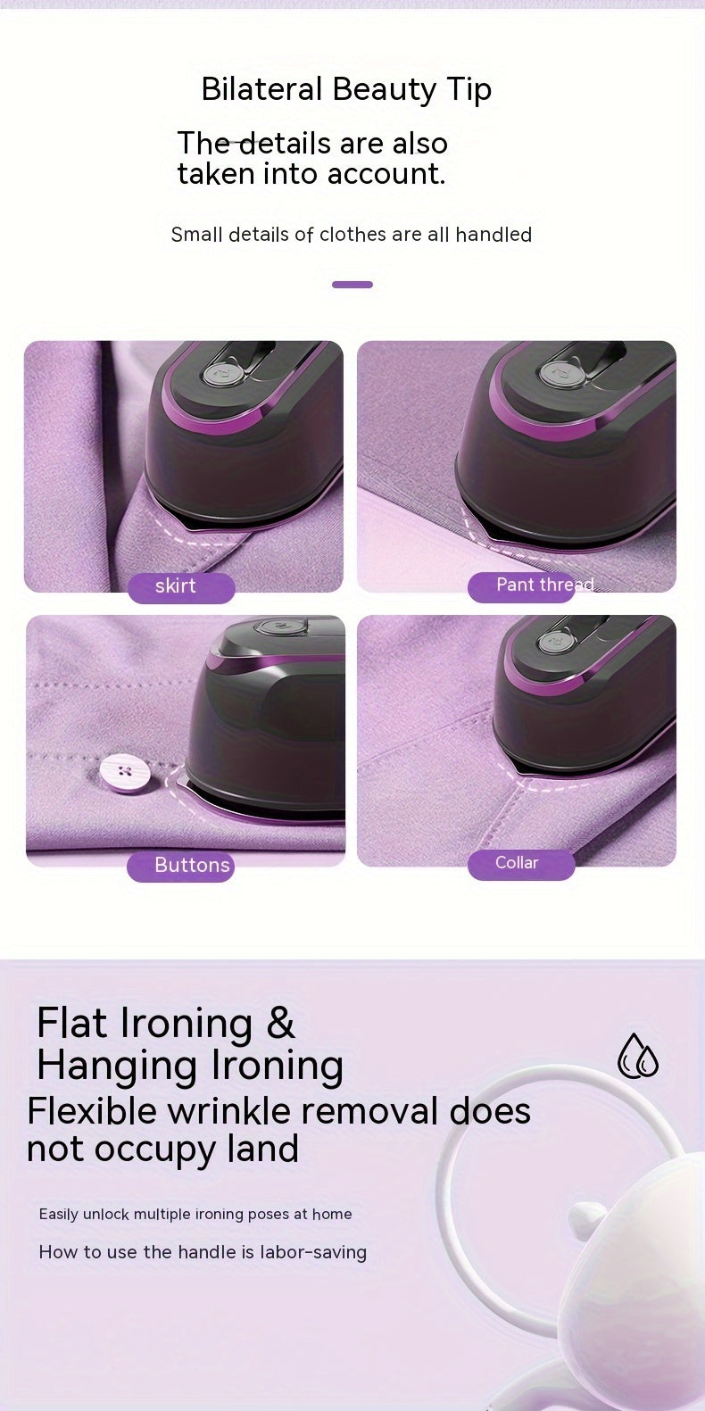 British Standard CY-601 Iron, Professional Level Handheld Ironing Machine with Large Capacity Water Tank, Supercharged Steam, Flat Perm/Hanging Perm, Dry and Wet Comfort for All Fabrics, No Battery Needed, 220-240V, British P