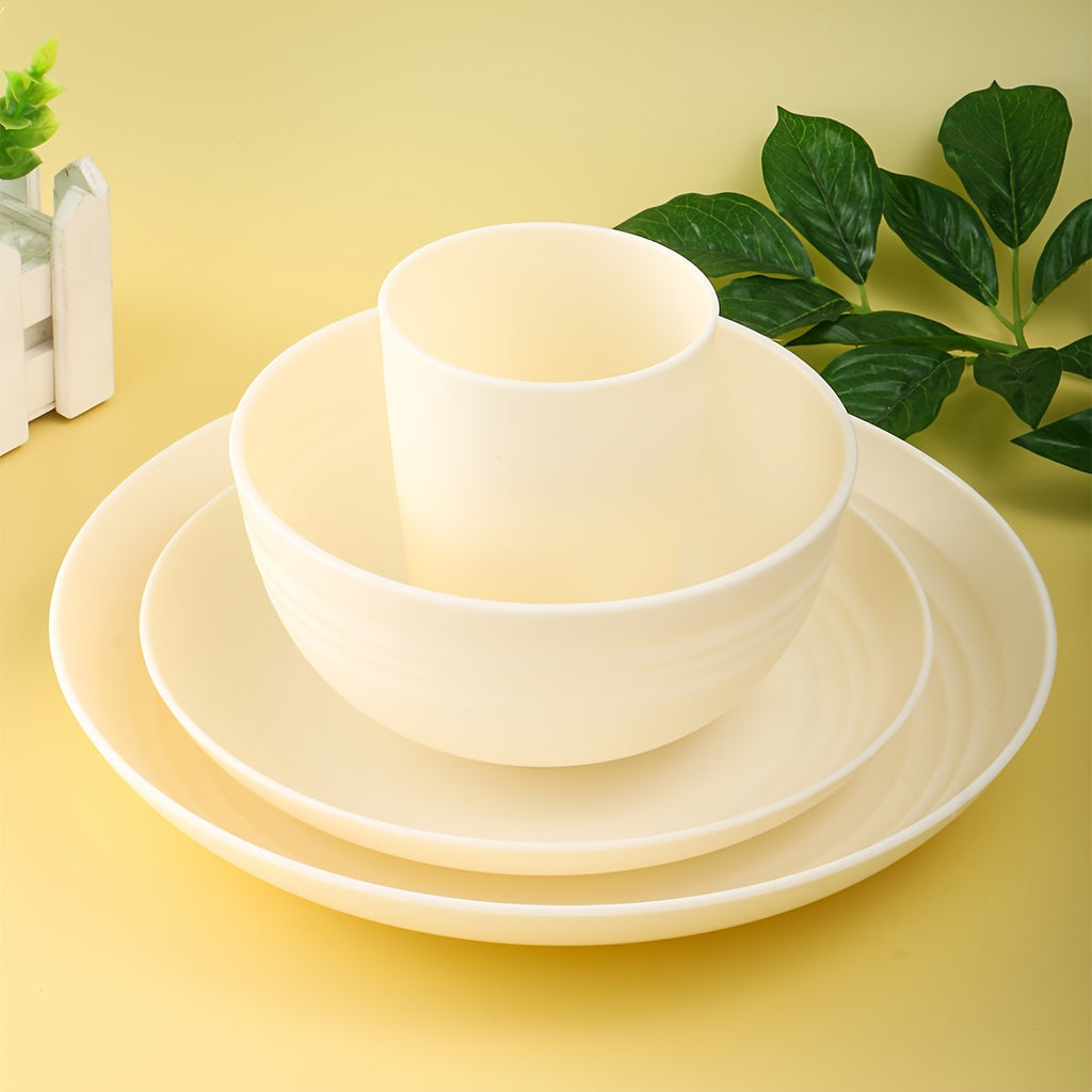 4/16/32pcs, Dinnerware Set, Matte Black Plastic Kitchen Dining Set, Includes 8 Dinner Plates, 8 Dessert Plates, 8 Bowls, 8 Cups Reusable, BPA-Free, For Home And Restaurant Use