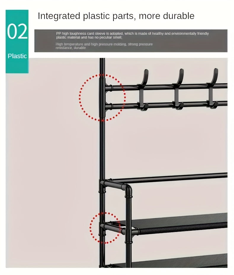 1pc Shoe And Hat Rack, Carbon Steel & Non-Woven Fabric, Floor Standing Dustproof Shoe Organizer, Multi-Layer Easy Assembly Shoe Shelf For Home, School Dorm – Metal & Plastic Construction