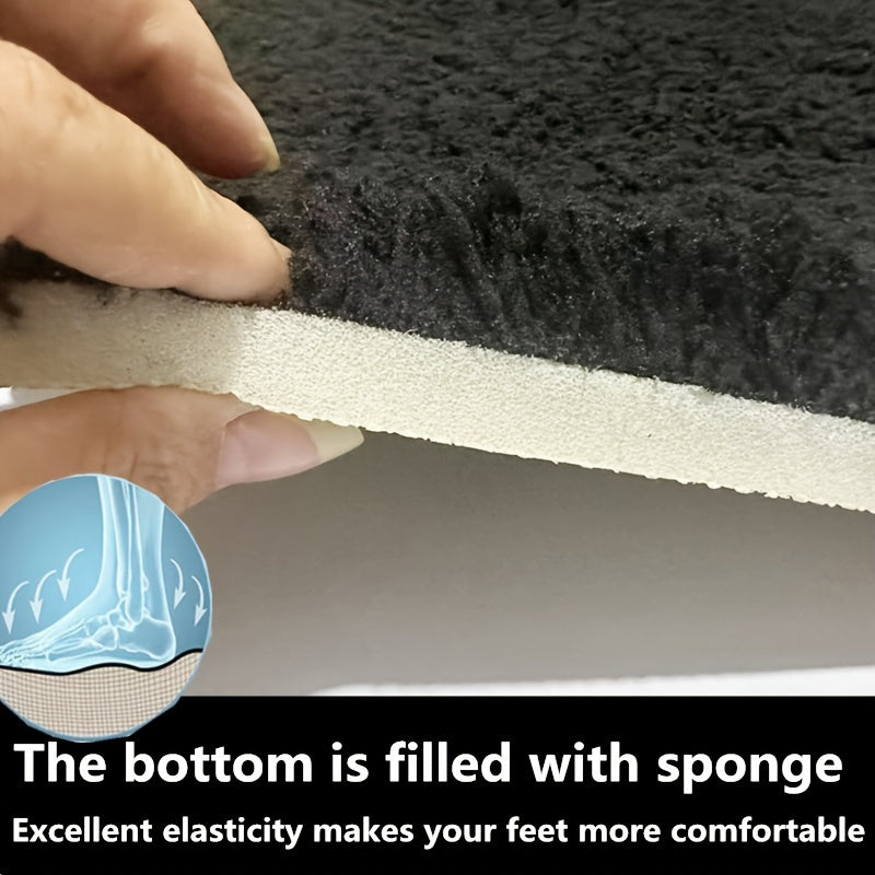 1 Thickened Microfiber Fluffy Long Plush Soft Comfort Mat Bathroom Rug Non-Slip Bath Door Mat for Bedroom Living Room Kitchen Floor Mat, Shedding and Fade-Resistant