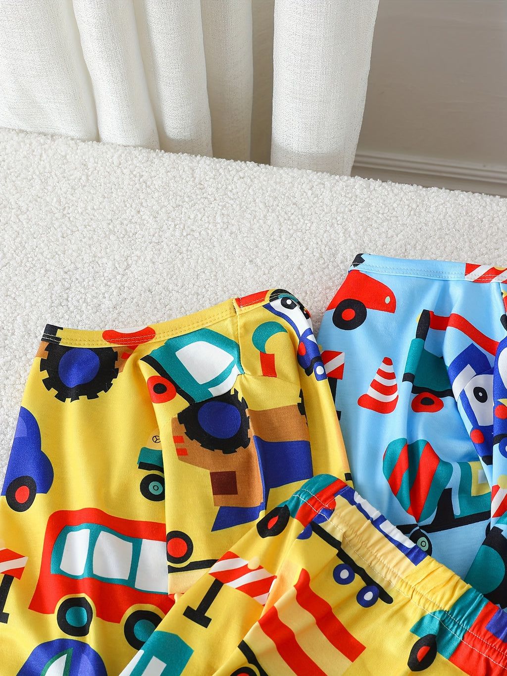 3 Sets 6pcs Baby Boy's Small Car Print Long Sleeves & Pants Set, Comfortable & Skin-friendly Style Underwear For Baby Boys