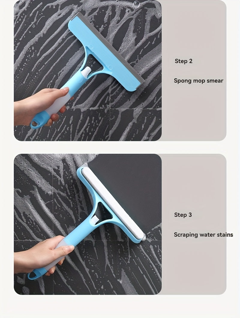 3-in-1 & Mirror Scraper with Removable Microfiber Cloth - Heavy-Duty Plastic Bathroom Window Cleaner, Door, Scraper, and Wiper - No Electricity Needed, Ideal for Home Use
